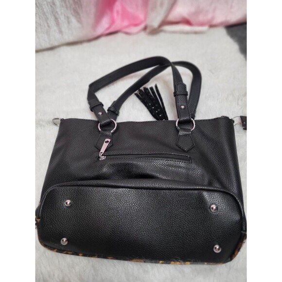 Leopard Rhinestone Covered Tote Handbag & Matching Wallet Set - Picture 9 of 13